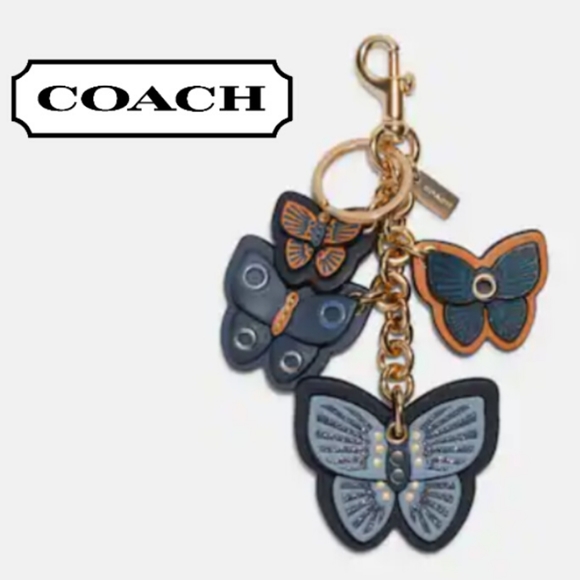 Coach BLUE DENIM Butterfly Cluster Keychain/ Charm 🦋